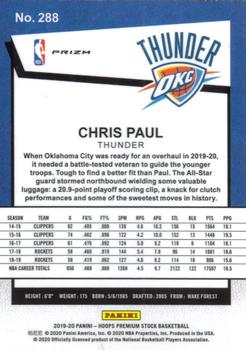 2019-20 Hoops Premium Stock - Prizms Silver Laser #288 Chris Paul Back