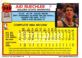 1992-93 Topps - Gold #245 Jud Buechler Back