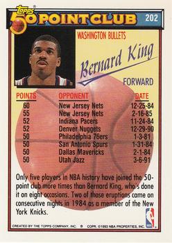 1992-93 Topps - Gold #202 Bernard King Back