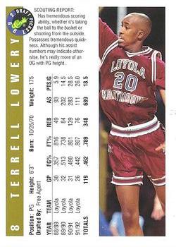 1992 Classic Draft Picks - Gold #8 Terrell Lowery Back