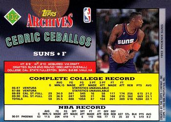 1992-93 Topps Archives - Gold #132 Cedric Ceballos Back