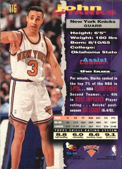 1993-94 Stadium Club - Super Teams Division Winners #116 John Starks Back