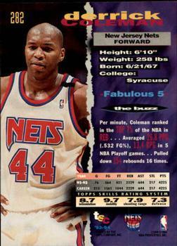 1993-94 Stadium Club - 1994 NBA Finals Super Teams Exchange #282 Derrick Coleman Back