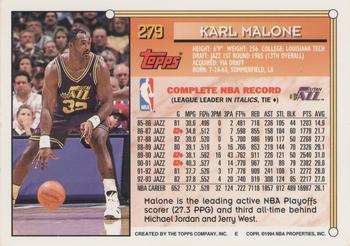 1993-94 Topps - Gold #279 Karl Malone Back