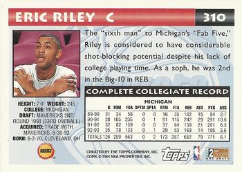 1993-94 Topps - Gold #310 Eric Riley Back