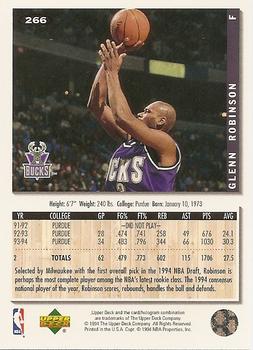 1994-95 Collector's Choice - Silver Signature #266 Glenn Robinson Back