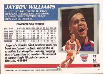 1994-95 Topps - Spectralight #28 Jayson Williams Back