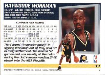 1994-95 Topps - Spectralight #33 Haywoode Workman Back