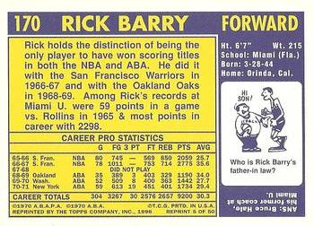 1996-97 Topps Stars - Reprints #5 Rick Barry Back