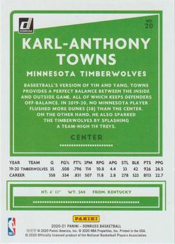 2020-21 Donruss #20 Karl-Anthony Towns Back