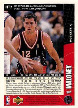 1996-97 Collector's Choice Houston Rockets #HT7 Matt Maloney Back