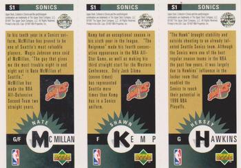 1996-97 Collector's Choice Seattle SuperSonics #S1 Hersey Hawkins / Shawn Kemp / Nate McMillan Back