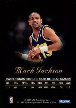 1996-97 SkyBox Premium - Autographics Blue Ink #NNO Mark Jackson Back