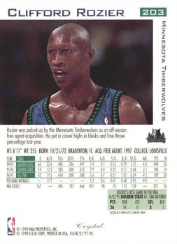 1997-98 Fleer - Traditions Crystal #203 Clifford Rozier Back