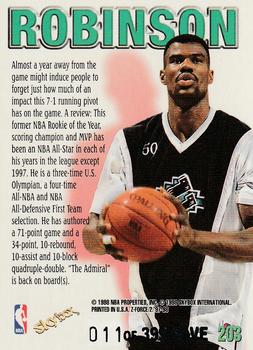 1997-98 SkyBox Z-Force - Rave #203 David Robinson Back