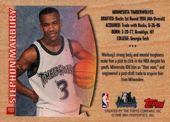 1996-97 Topps - Youthquake #YQ3 Stephon Marbury Back