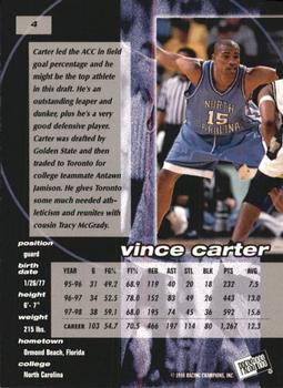 1998 Press Pass Double Threat - Torquers #4 Vince Carter Back