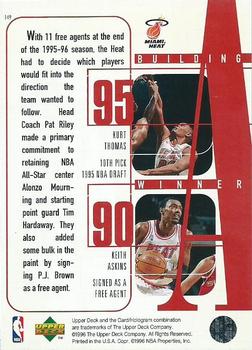 1996-97 Upper Deck #149 Alonzo Mourning / Tim Hardaway / Sasha Danilovic / Kurt Thomas / Keith Askins Back