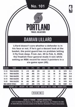 2020-21 Hoops - Blue #101 Damian Lillard Back