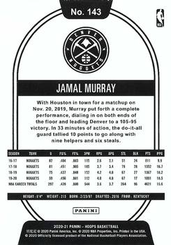 2020-21 Hoops - Blue #143 Jamal Murray Back