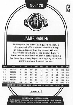 2020-21 Hoops - Blue #178 James Harden Back