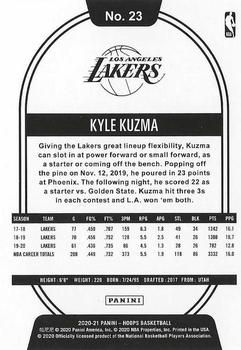 2020-21 Hoops - Green Explosion #23 Kyle Kuzma Back