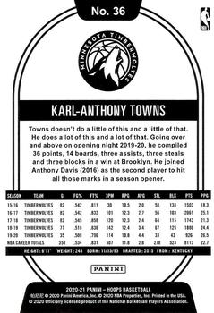 2020-21 Hoops - Green Explosion #36 Karl-Anthony Towns Back