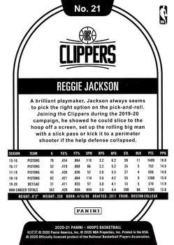 2020-21 Hoops - Hyper Blue #21 Reggie Jackson Back