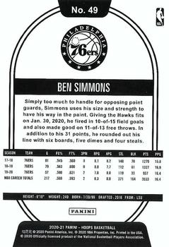 2020-21 Hoops - Orange #49 Ben Simmons Back