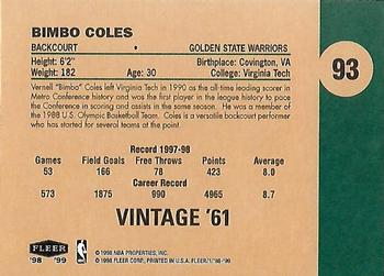 1998-99 Fleer Tradition - Vintage '61 #93 Bimbo Coles Back