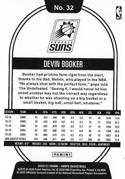 2020-21 Hoops - Teal #32 Devin Booker Back