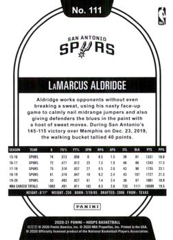 2020-21 Hoops - Teal Explosion #111 LaMarcus Aldridge Back