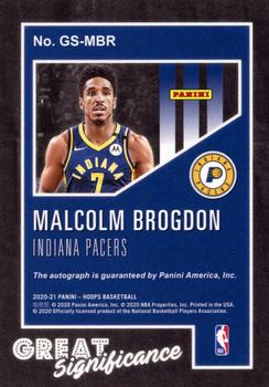 2020-21 Hoops - Great SIGnificance #GS-MBR Malcolm Brogdon Back