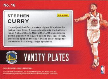 2020-21 Hoops Winter - Vanity Plates Holo #16 Stephen Curry Back