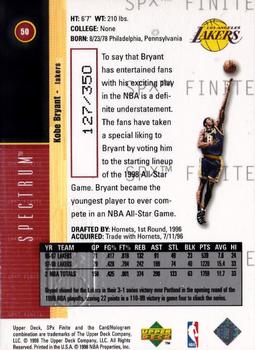 1998-99 SPx Finite - Spectrum #50 Kobe Bryant Back
