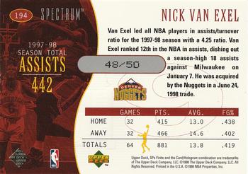 1998-99 SPx Finite - Spectrum #194 Nick Van Exel Back