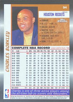 1998-99 Topps Chrome - Refractors #94 Charles Barkley Back