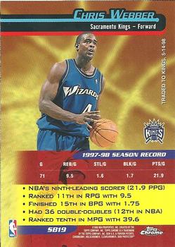 1998-99 Topps Chrome - Season's Best #SB19 Chris Webber Back