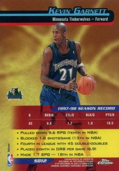 1998-99 Topps Chrome - Season's Best Refractors #SB12 Kevin Garnett Back