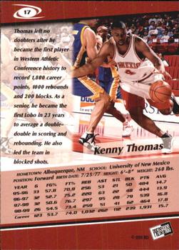 1999 Press Pass - Gold Zone #17 Kenny Thomas Back
