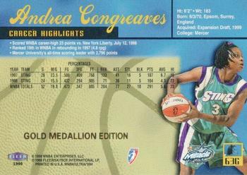 1999 Ultra WNBA - Gold Medallion #63G Andrea Congreaves Back