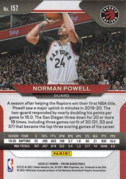 2020-21 Panini Prizm #157 Norman Powell Back