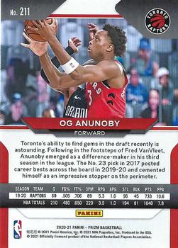 2020-21 Panini Prizm #211 OG Anunoby Back