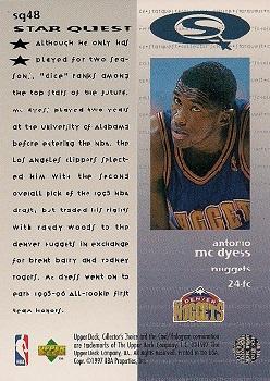 1997-98 Collector's Choice - StarQuest #SQ48 Antonio McDyess Back