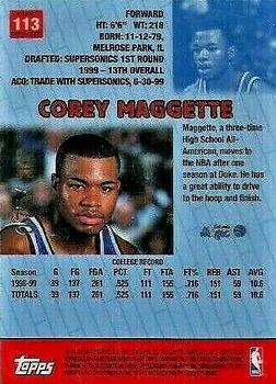 1999-00 Bowman's Best - Atomic Refractors #113 Corey Maggette Back