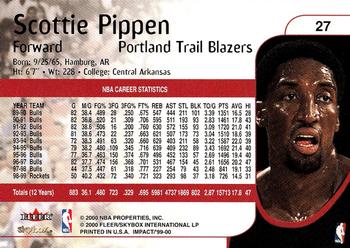 1999-00 SkyBox Impact #27 Scottie Pippen Back