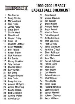 1999-00 SkyBox Impact #NNO Checklist 1 Front