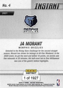 2020-21 Panini Instant NBA Rising Stars #4 Ja Morant Back