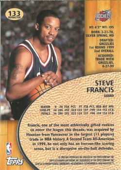 1999-00 Stadium Club Chrome - Refractors #133 Steve Francis Back