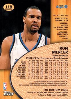 1999-00 Stadium Club Chrome - Refractors #118 Ron Mercer Back